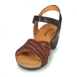 Chaussures Femme Sandales et Nu-pieds Think TRAUDI Noir / Rouge -Sandales Soldes Boutique 21481629 500 C