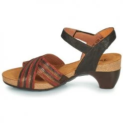 Chaussures Femme Sandales et Nu-pieds Think TRAUDI Noir / Rouge -Sandales Soldes Boutique 21481629 500 D