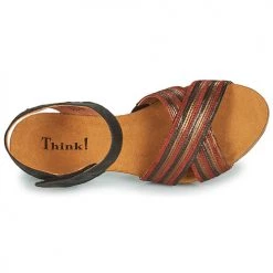 Chaussures Femme Sandales et Nu-pieds Think TRAUDI Noir / Rouge -Sandales Soldes Boutique 21481629 500 F