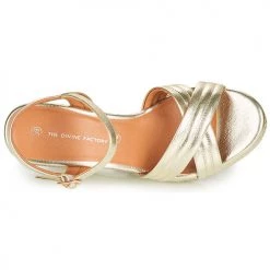 Chaussures Femme Sandales et Nu-pieds The Divine Factory QL4622 Doré -Sandales Soldes Boutique 21601783 500 F
