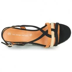 Chaussures Femme Sandales et Nu-pieds The Divine Factory QL4635 Noir -Sandales Soldes Boutique 21601786 500 F