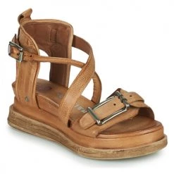 Sandales Soldes Boutique 42 Chaussures Femme Sandales et Nu-pieds Airstep / A.S.98 LAGOS BUCKLE Camel