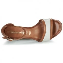 Chaussures Femme Sandales et Nu-pieds Tamaris GRATIA Marron / Blanc -Sandales Soldes Boutique 21645599 500 F