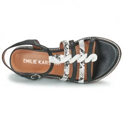 Chaussures Femme Sandales et Nu-pieds Karston SOLENSA Noir / Blanc -Sandales Soldes Boutique 21667799 500 F