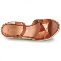 Chaussures Femme Sandales et Nu-pieds Karston LATANA Camel / Bordeaux -Sandales Soldes Boutique 21667801 500 F