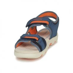 Chaussures Garçon Sandales et Nu-pieds Geox J S.PIANETA B - LYCRA+DBK STAM Bleu / Orange -Sandales Soldes Boutique 23075371 500 C