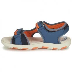 Chaussures Garçon Sandales et Nu-pieds Geox J S.PIANETA B - LYCRA+DBK STAM Bleu / Orange -Sandales Soldes Boutique 23075371 500 D