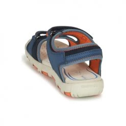 Chaussures Garçon Sandales et Nu-pieds Geox J S.PIANETA B - LYCRA+DBK STAM Bleu / Orange -Sandales Soldes Boutique 23075371 500 E