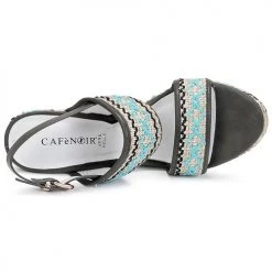 Chaussures Femme Sandales et Nu-pieds Café Noir JABALA Carbone / Turquoise -Sandales Soldes Boutique 2864646 500 F