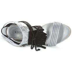 Chaussures Femme Sandales et Nu-pieds Regard RIKA Argenté / Noir -Sandales Soldes Boutique 4777680 500 F