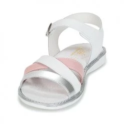 Chaussures Fille Sandales et Nu-pieds Citrouille et Compagnie IZOEGL blanc / Rose / Argent -Sandales Soldes Boutique 6796468 500 C