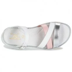 Chaussures Fille Sandales et Nu-pieds Citrouille et Compagnie IZOEGL blanc / Rose / Argent -Sandales Soldes Boutique 6796468 500 F