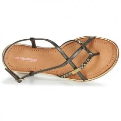 Chaussures Femme Sandales et Nu-pieds Les Tropéziennes par M Belarbi MONACO Noir / Doré -Sandales Soldes Boutique 6951173 500 F