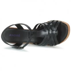Chaussures Femme Sandales et Nu-pieds André FABULEUSE Noir -Sandales Soldes Boutique 8401180 500 F