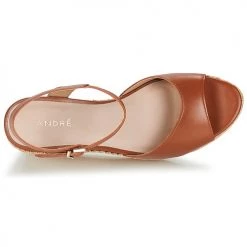 Chaussures Femme Sandales et Nu-pieds André BUNGALOW Cognac -Sandales Soldes Boutique 8401210 500 F