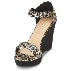 Chaussures Femme Sandales et Nu-pieds Moony Mood EVONGA Noir / Léopard -Sandales Soldes Boutique 853017 500 C